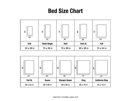 Bed Size Chart