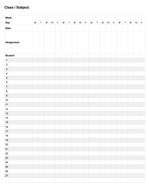 printable grading chart