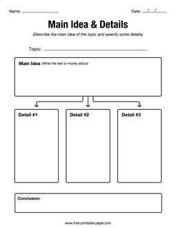 Main Idea and Details Graphic Organizer