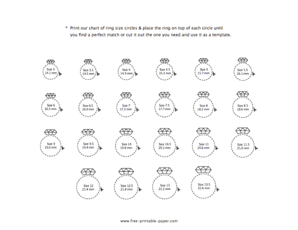 Ring Size Chart Actual Size